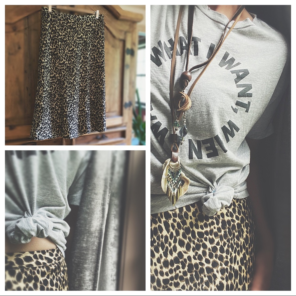 Boutique Artisan Leopard Print Midi Skirt | Handmade A-Line | NWOT Hp🌵